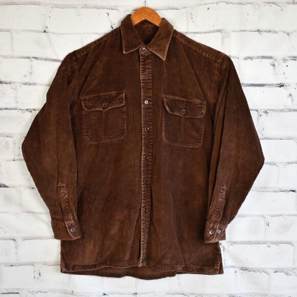 Vintage 90s Grunge Wide Wale Corduroy Shacket / Jacket / Button up Shirt Pockets - Picture 3 of 8